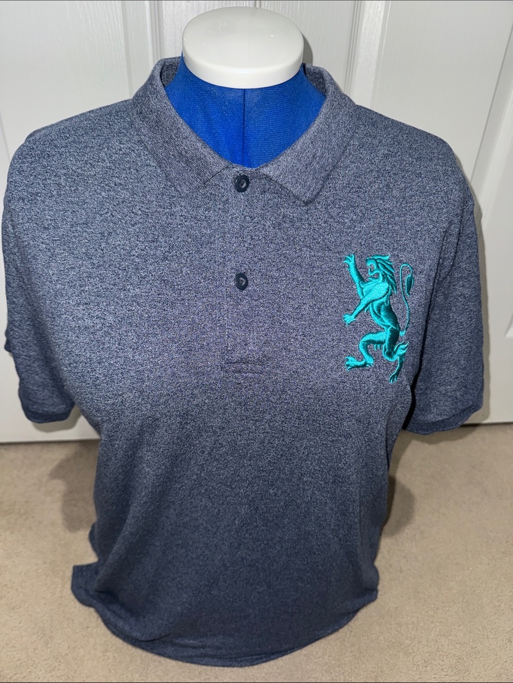 Giordano Men's 3D Lion Embroidered Tapered Fit Polo Shirt - Charcoal Gray XL